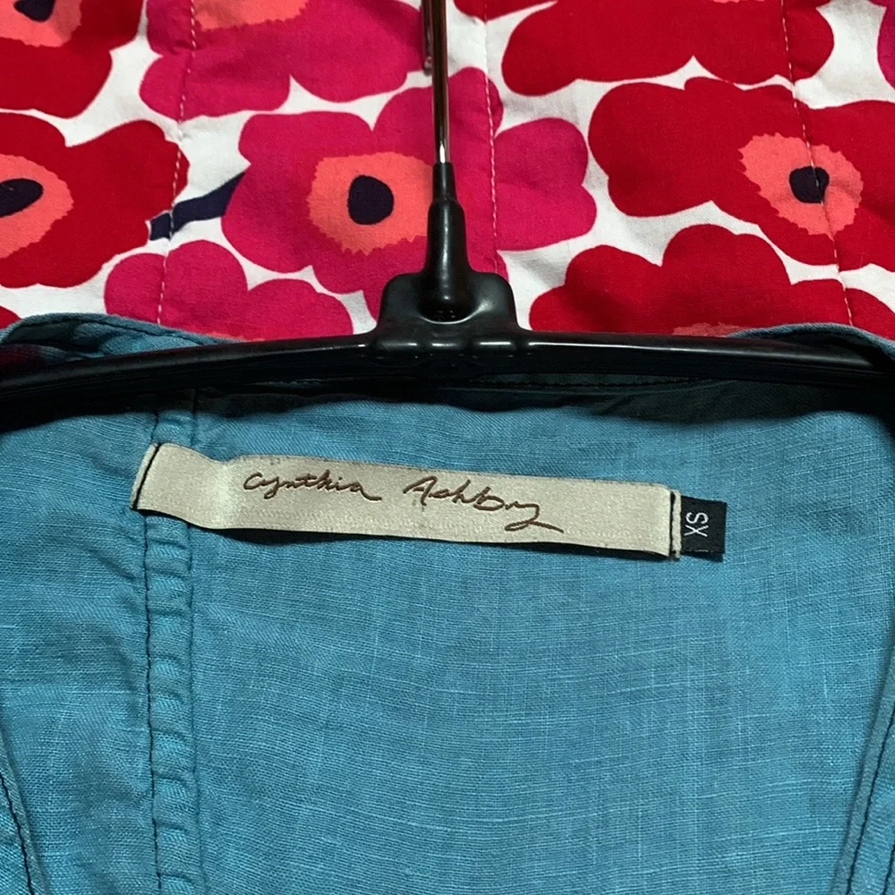 Cynthia Ashby 3/4 sleeve linen trapeze dress. - Picture 3 of 6